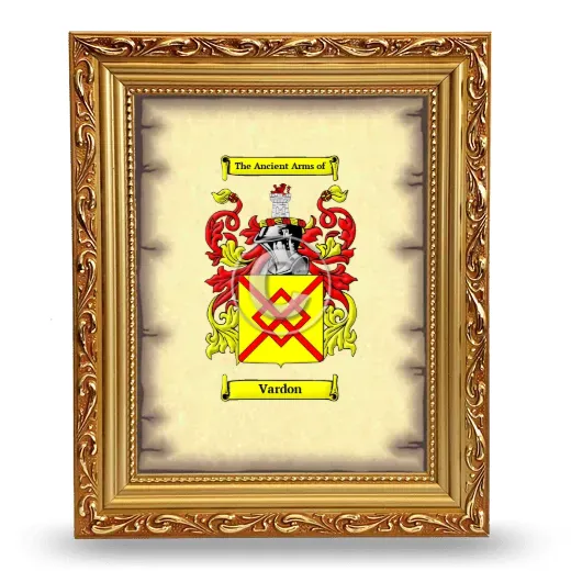 Vardon Coat of Arms Framed - Gold