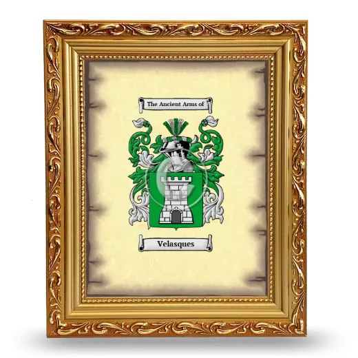 Velasques Coat of Arms Framed - Gold