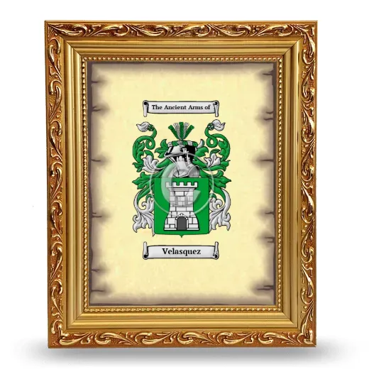 Velasquez Coat of Arms Framed - Gold