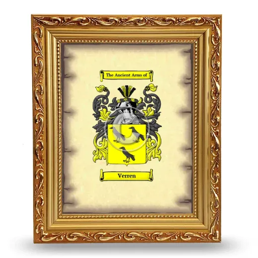 Verren Coat of Arms Framed - Gold