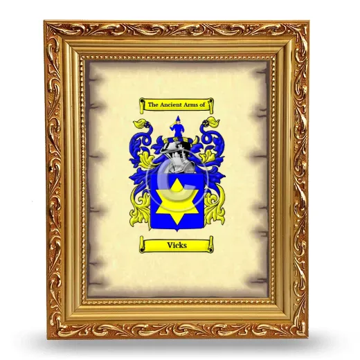 Vicks Coat of Arms Framed - Gold
