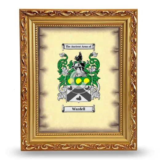 Wardell Coat of Arms Framed - Gold