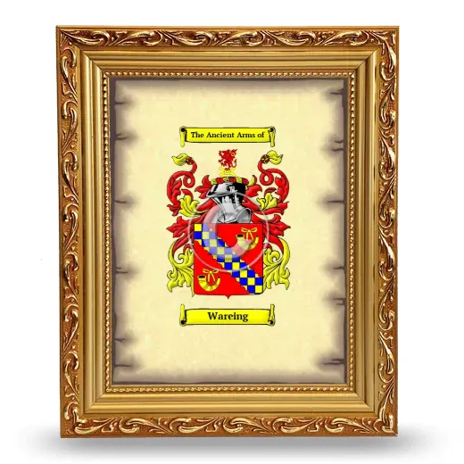 Wareing Coat of Arms Framed - Gold