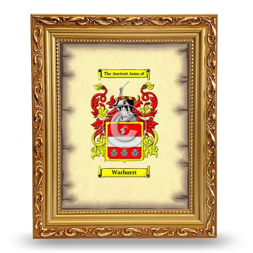 Warhurst Coat of Arms Framed - Gold