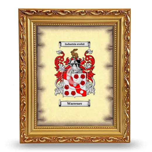 Warrener Coat of Arms Framed - Gold