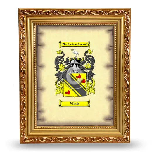 Watis Coat of Arms Framed - Gold