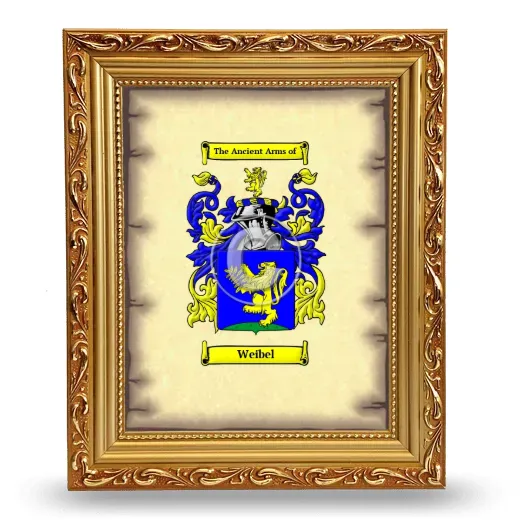 Weibel Coat of Arms Framed - Gold