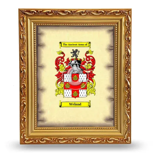 Weland Coat of Arms Framed - Gold