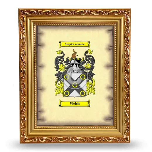 Welch Coat of Arms Framed - Gold