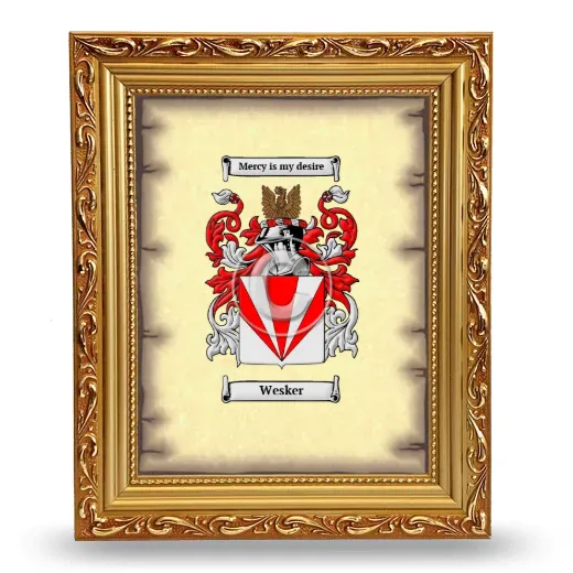 Wesker Coat of Arms Framed - Gold