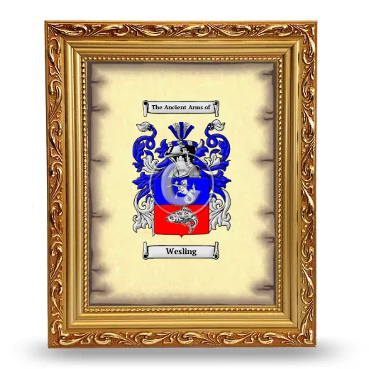Wesling Coat of Arms Framed - Gold