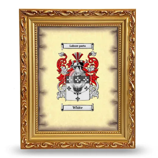 White Coat of Arms Framed - Gold