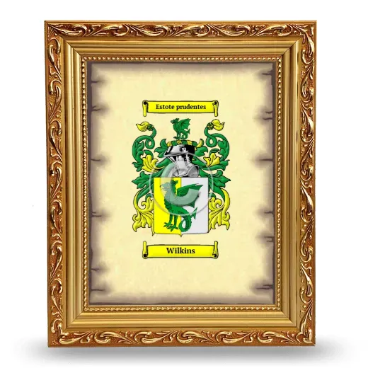 Wilkins Coat of Arms Framed - Gold