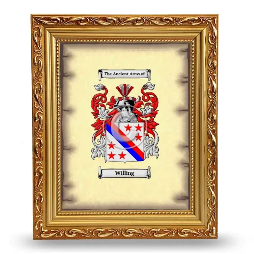 Willing Coat of Arms Framed - Gold