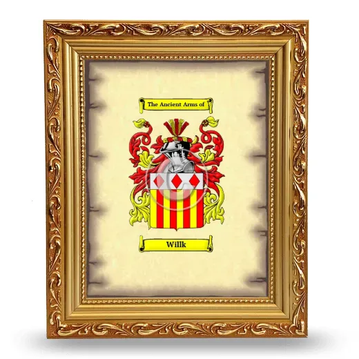 Willk Coat of Arms Framed - Gold
