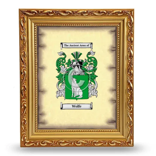 Wolfe Coat of Arms Framed - Gold