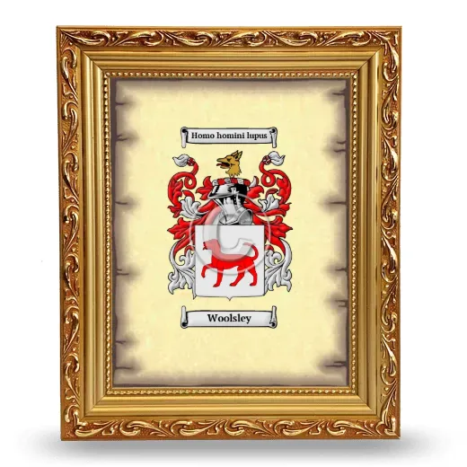 Woolsley Coat of Arms Framed - Gold