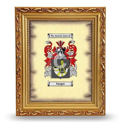 Yaeger Coat of Arms Framed - Gold