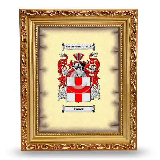 Yanez Coat of Arms Framed - Gold