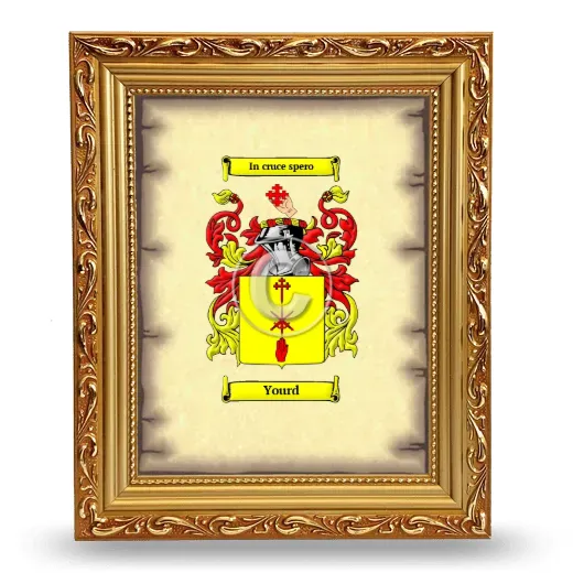Yourd Coat of Arms Framed - Gold