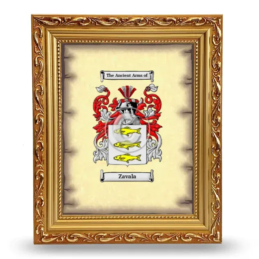 Zavala Coat of Arms Framed - Gold