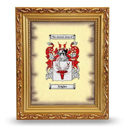 Zeigler Coat of Arms Framed - Gold