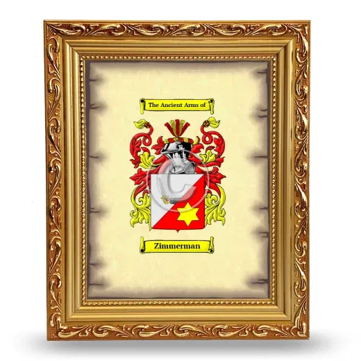 Zimmerman Coat of Arms Framed - Gold