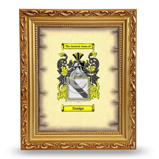 Zuniga Coat of Arms Framed - Gold