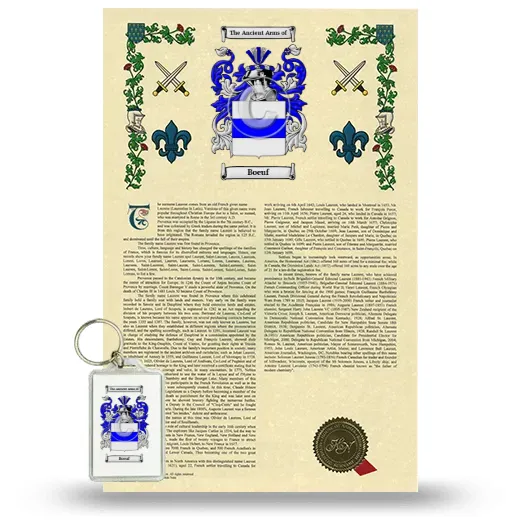 Boeuf Armorial History and Keychain Package