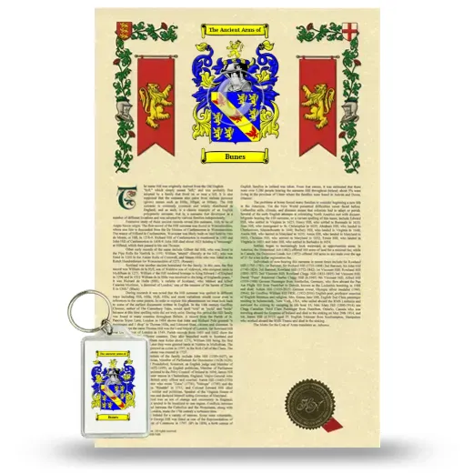 Bunes Armorial History and Keychain Package