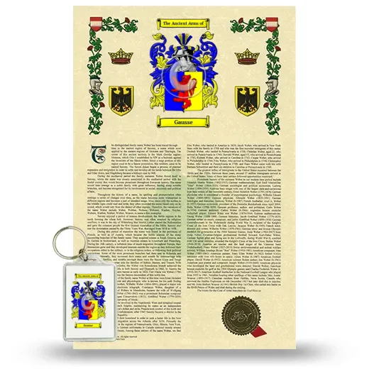 Gausse Armorial History and Keychain Package