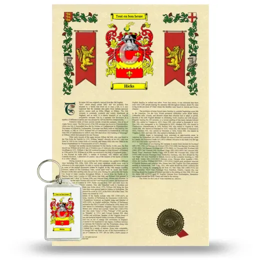 Hicks Armorial History and Keychain Package