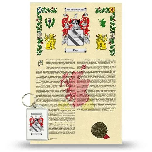 Kaye Armorial History and Keychain Package