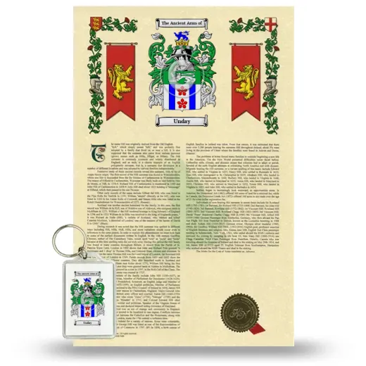 Unday Armorial History and Keychain Package