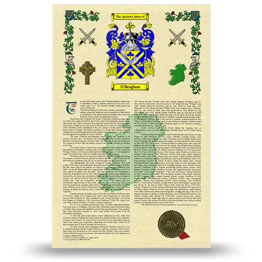 O'Broghan Armorial History with Coat of Arms