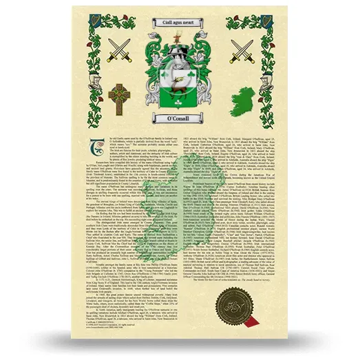 O'Conall Armorial History with Coat of Arms