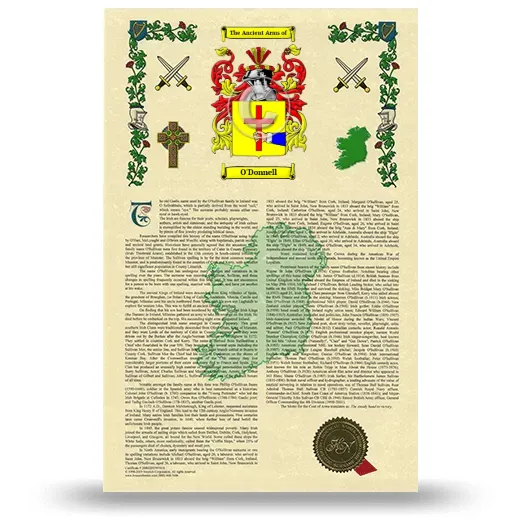 O'Donnell Armorial History with Coat of Arms