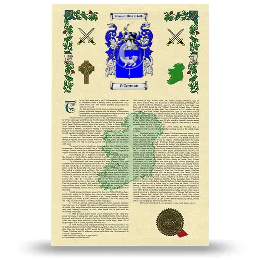 O'Gorman Armorial History with Coat of Arms