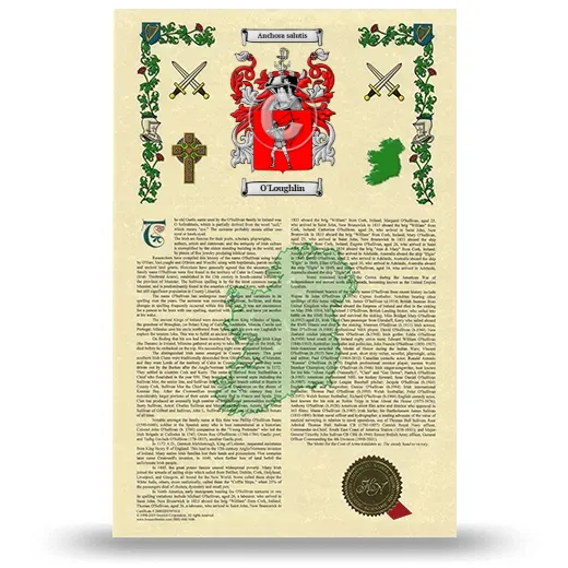 O'Loughlin Armorial History with Coat of Arms