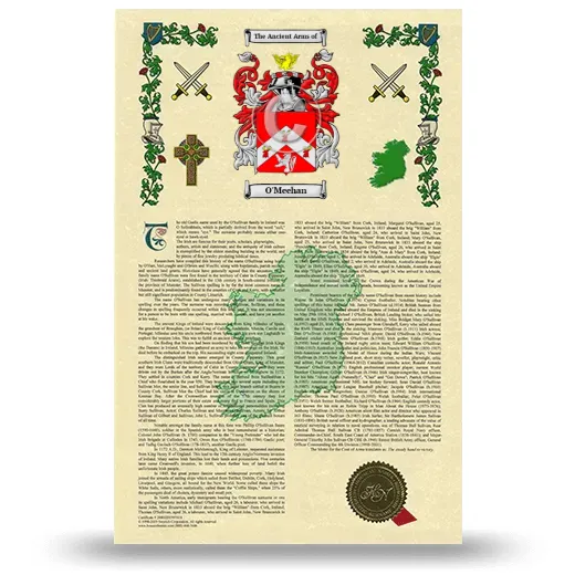 O'Meehan Armorial History with Coat of Arms