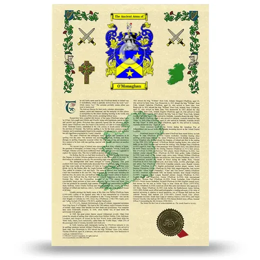 O'Monaghan Armorial History with Coat of Arms