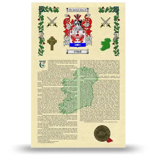 O'Niell Armorial History with Coat of Arms