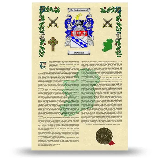 O'Phelan Armorial History with Coat of Arms