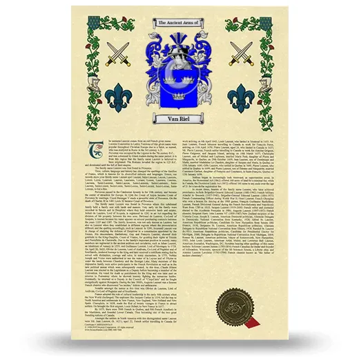 Van Riel Armorial History with Coat of Arms