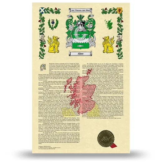 Abee Armorial History with Coat of Arms