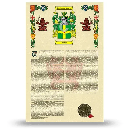 Adam Armorial History with Coat of Arms