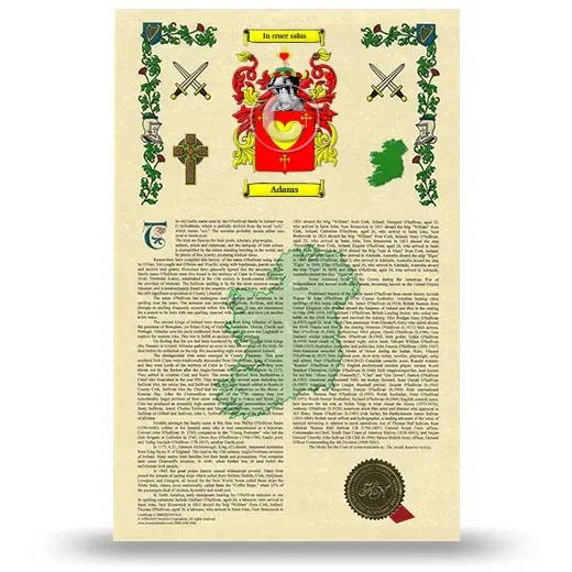 Adams Armorial History with Coat of Arms