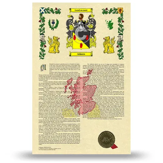 Adares Armorial History with Coat of Arms