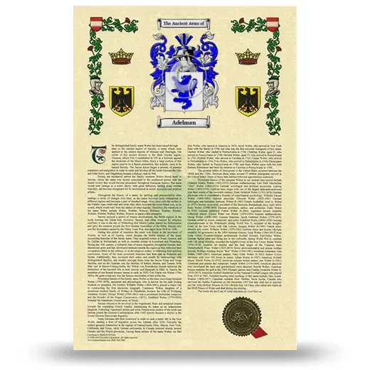 Adelman Armorial History with Coat of Arms