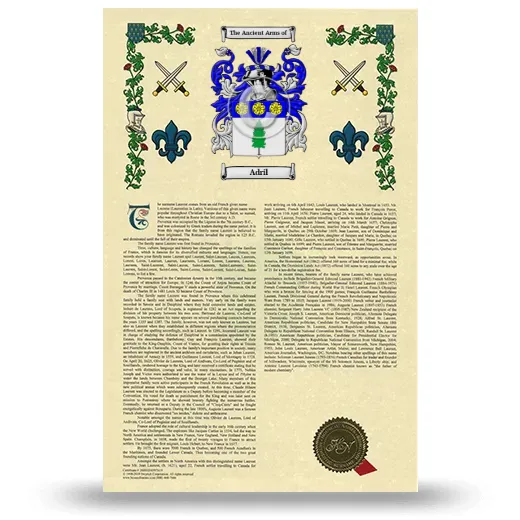 Adril Armorial History with Coat of Arms